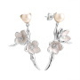 Серьги-пусеты из серебра с жемчугом «Ветка сакуры»