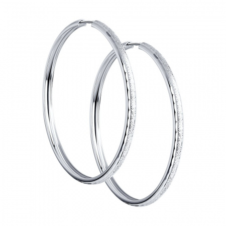 Серьги конго из серебра с алмазной гранью и матированием