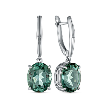 Серьги из серебра с празиолитом