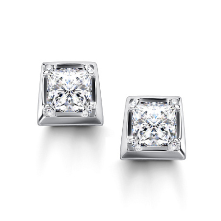 Серьги-пусеты из серебра с горным хрусталем