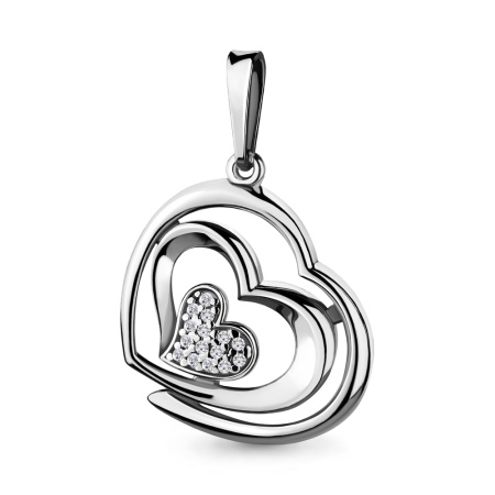 Серебряная подвеска с фианитами «Сердце»