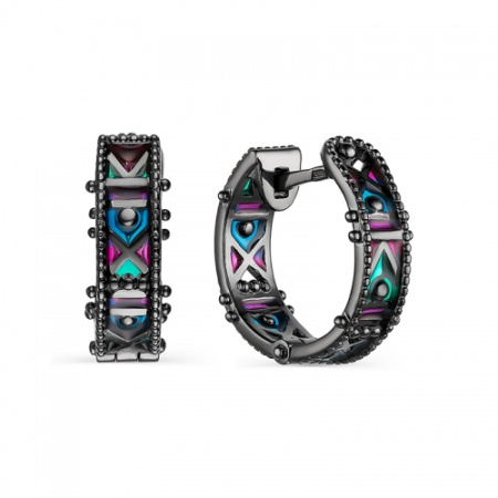 Серебряные серьги с витражной эмалью