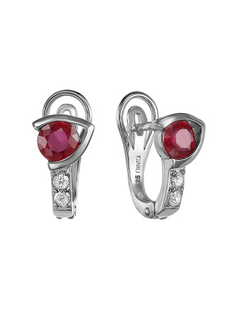 Серьги из серебра с натуральным рубином