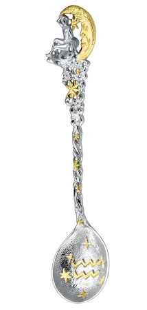 Серебряная ложка «Зодиак Водолей» с позолотой