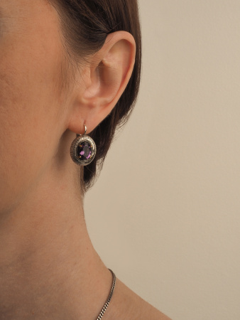 Серьги из серебра с аметистом и позолотой