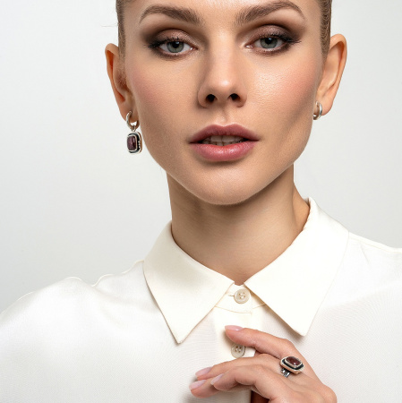 Серьги с турмалином из серебра