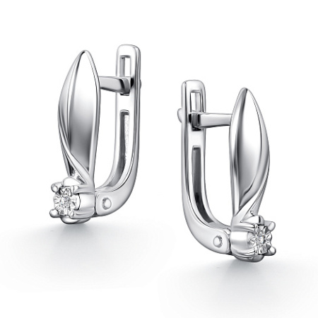 Серебряные серьги с бриллиантом
