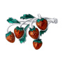 Брошь из серебра с эмалью «Веточка с клубники»