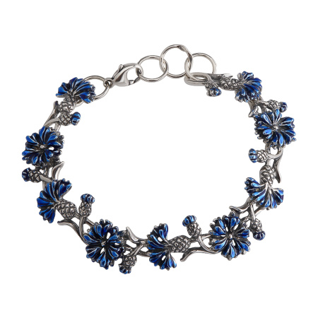 Браслет из серебра 925 Васильки с эмалью