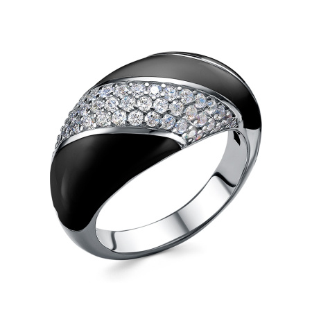 Кольцо из серебра с кубическим цирконием и эмалью