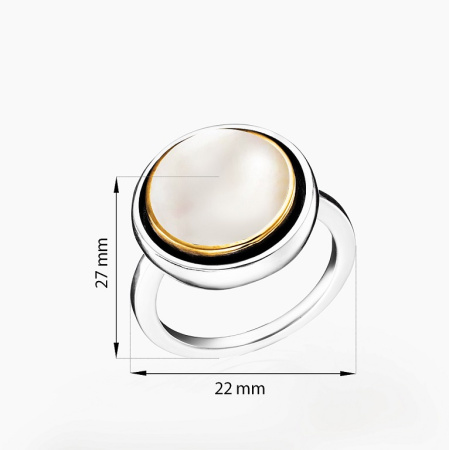 Кольцо из серебра с камнем жемчуг