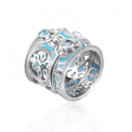 Серебряное кольцо «A la Rus» с эмалью и топазом