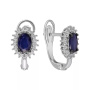 Серьги из серебра с сапфиром и фианитами
