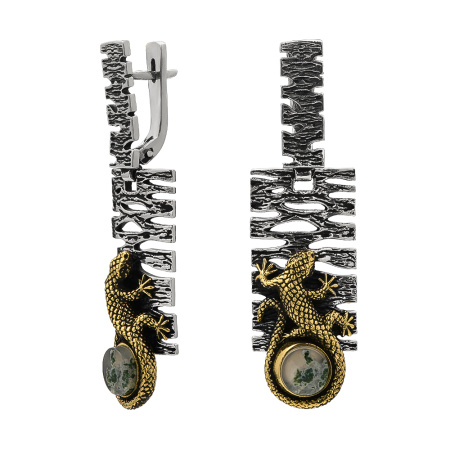 Серьги из серебра «Ящерица»