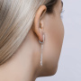Длинные серебряные серьги с фианитами