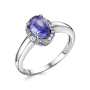 Серебряное кольцо с танзанитом и бесцветными топазами
