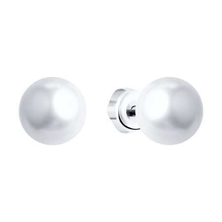 Серьги-пусеты из серебра с жемчугом