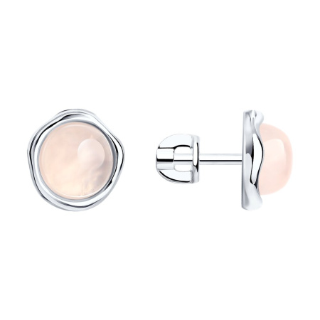 Серьги из серебра с розовым кварцем