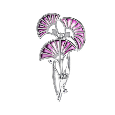 Брошь из серебра с фианитами и эмалью