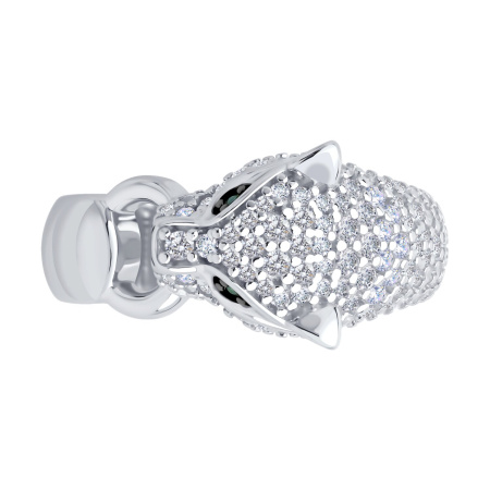 Серебряное кольцо с фианитами «Пантера»