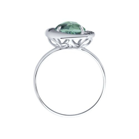 Кольцо из серебра с кварцем и фианитами