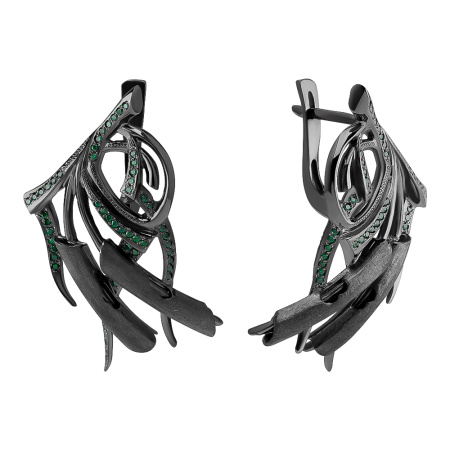 Серебряные серьги со шпинелью и фианитами