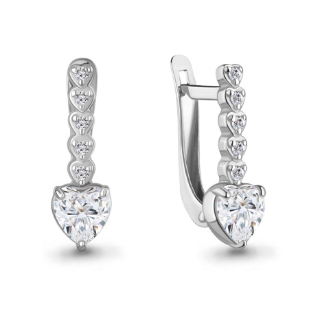 Серьги из серебра с фианитами «Сердце»