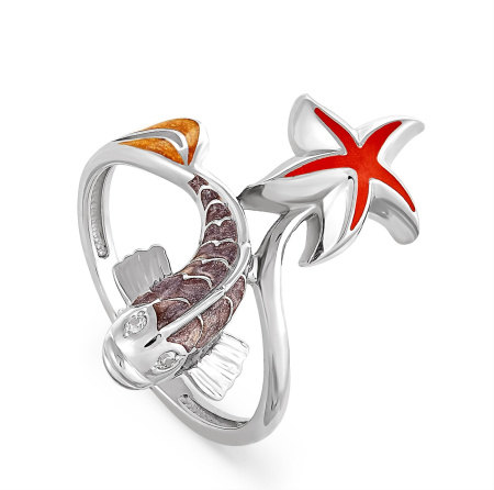 Кольцо серебряное с эмалью