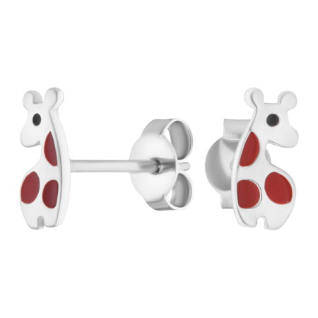 Серьги серебряные «Жираф» с эмалью