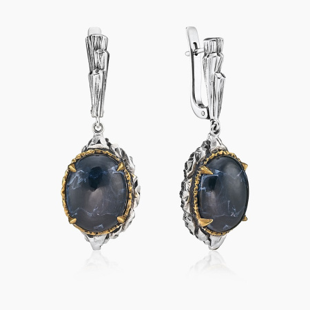 Серебряные серьги «Таинственная Галактика» с питерситом