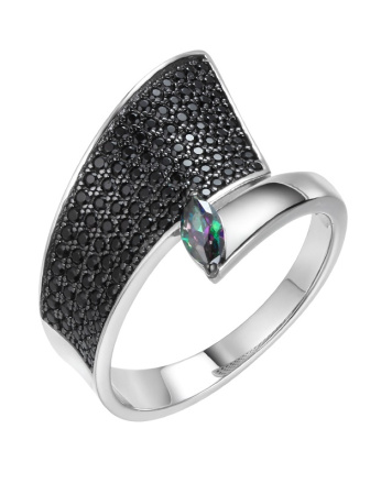 Кольцо из серебра с фианитом «Черный элемент» 1330