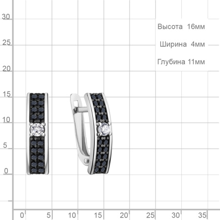 Серьги из серебра с нанокристаллом и фианитами