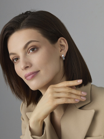 Серьги из серебра с топазами и фианитами