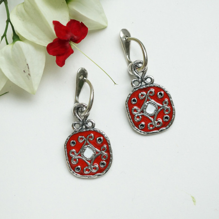 Серьги «Славянка» из серебра с эмалью