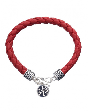 Кожаный браслет "Хризма" красный