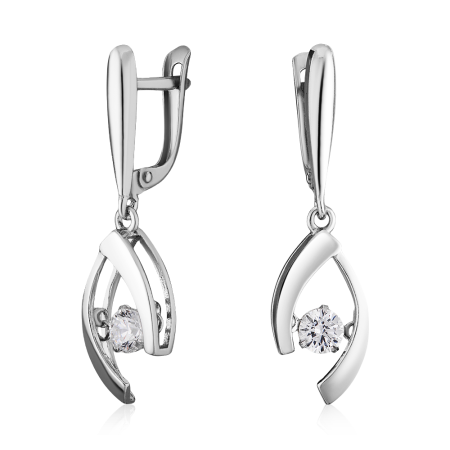 Серьги серебряные с танцующими фианитами