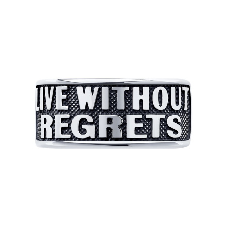 Кольцо из серебра с чернением «Живи без сожалений»