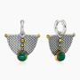 Серьги из серебра с малахитом в позолоте