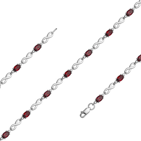 Серебряный браслет с гранатами