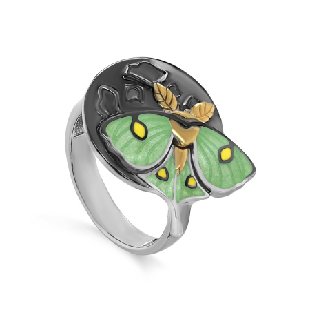 Серебряное кольцо с эмалью «Мотылек»