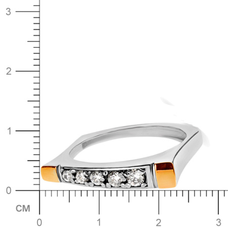 Серебряное кольцо с фианитами и золотом