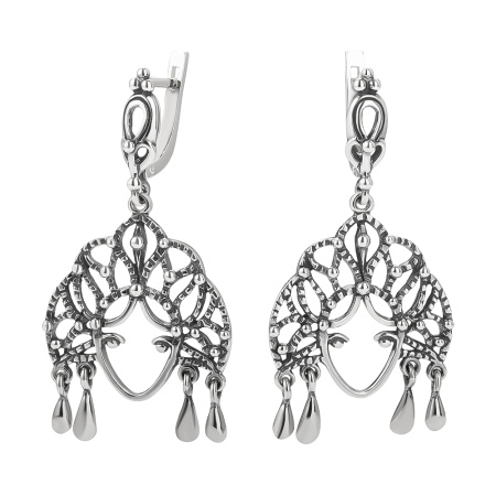 Серебряные серьги «Русская красавица» кокошник
