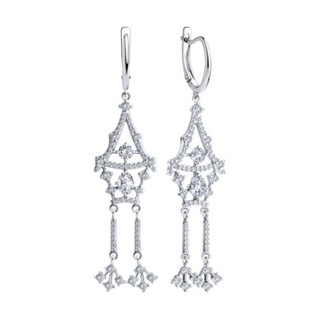 Серьги из серебра с фианитами «Избушка на курьих ножках»