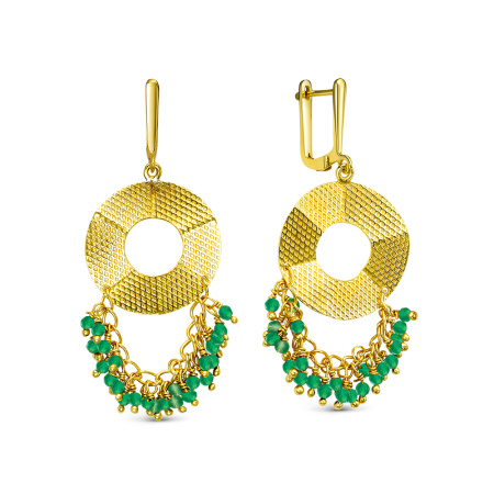 Серьги из серебра с агатом в позолоте