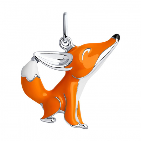 Серебряная подвеска с эмалью «Лисичка»