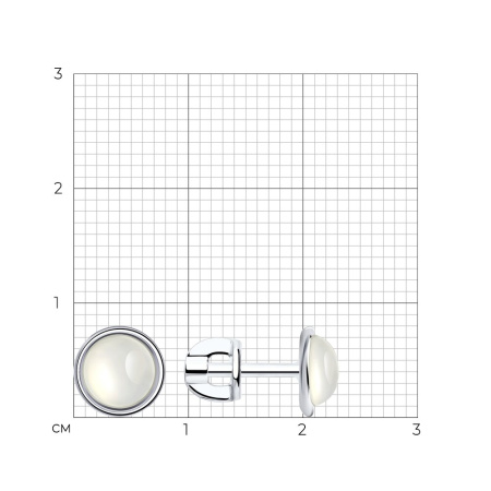Серебряные серьги-гвоздики с лунным камнем