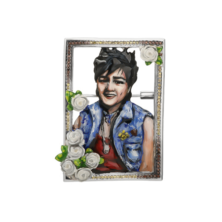 Серебряная брошь «Юрий Шатунов»