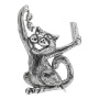 Серебряная брошь «Селфи» кот с телефоном