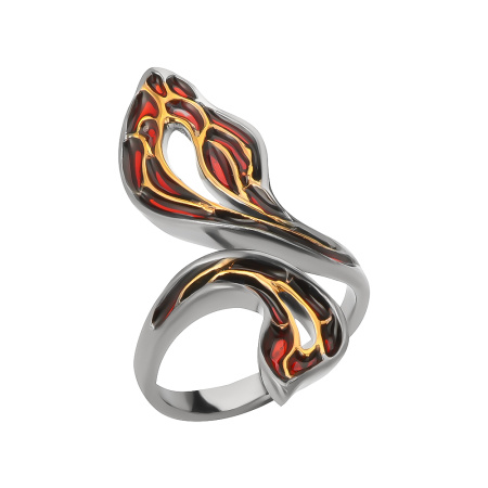 Кольцо из серебра с эмалью «Крыло стрекозы»