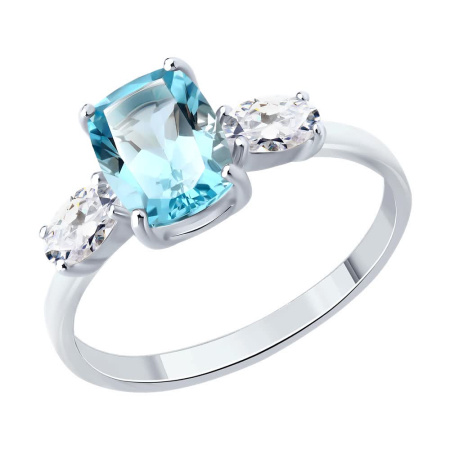 Кольцо из серебра с топазом и фианитами